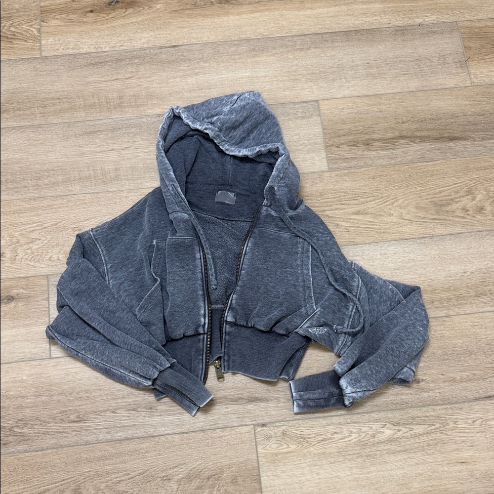 Free People Movement Gray Cropped Hoodie